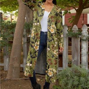 Women’s olive and black velvet duster